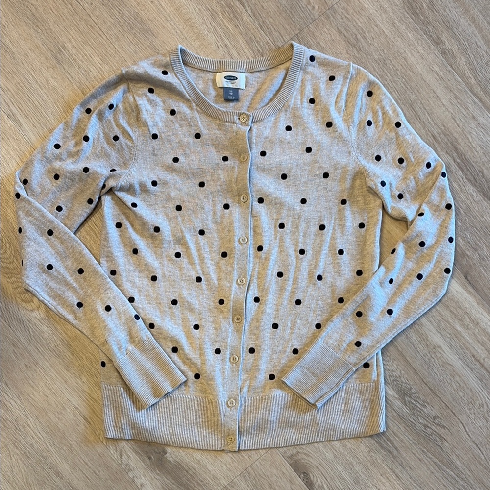 Cream / Oatmeal and Black Polka Dot Cardigan - Gap XS